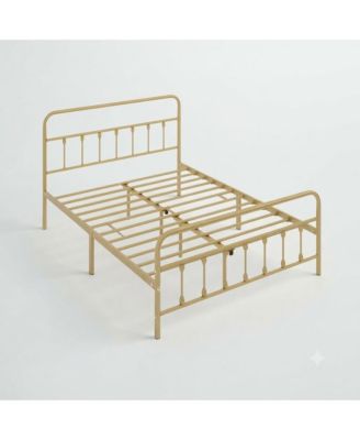 Platform Bed with Metal Headboard and Footboard
