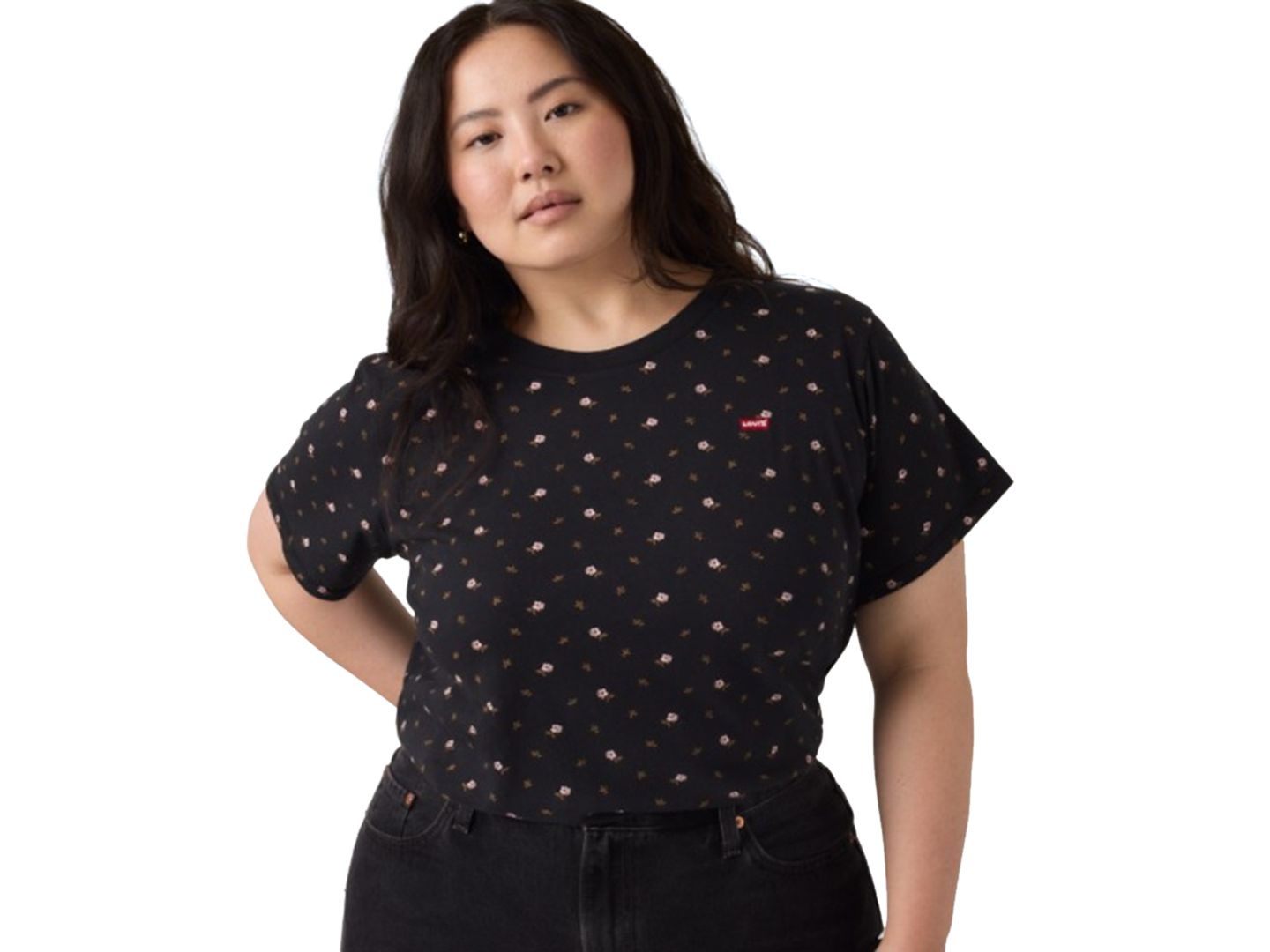 Женская футболка Levi's Plus Size Perfect Floral-Print Short-Sleeve, цвет: С принтом антрацитовый — фото 1