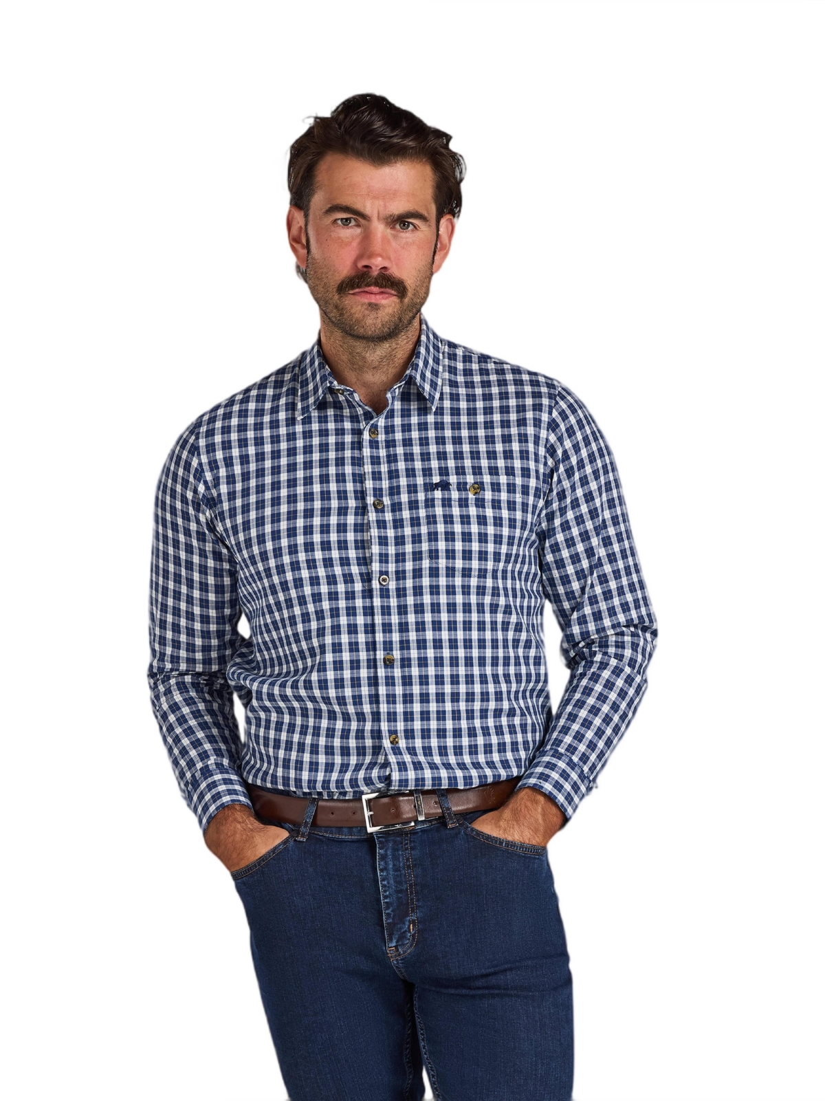 Raging Bull Men's Mod Check Brushed Cotton Twill Shirt