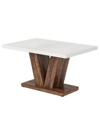 Farmhouse Kitchen Dining Table with Pedestal Base for 4 People