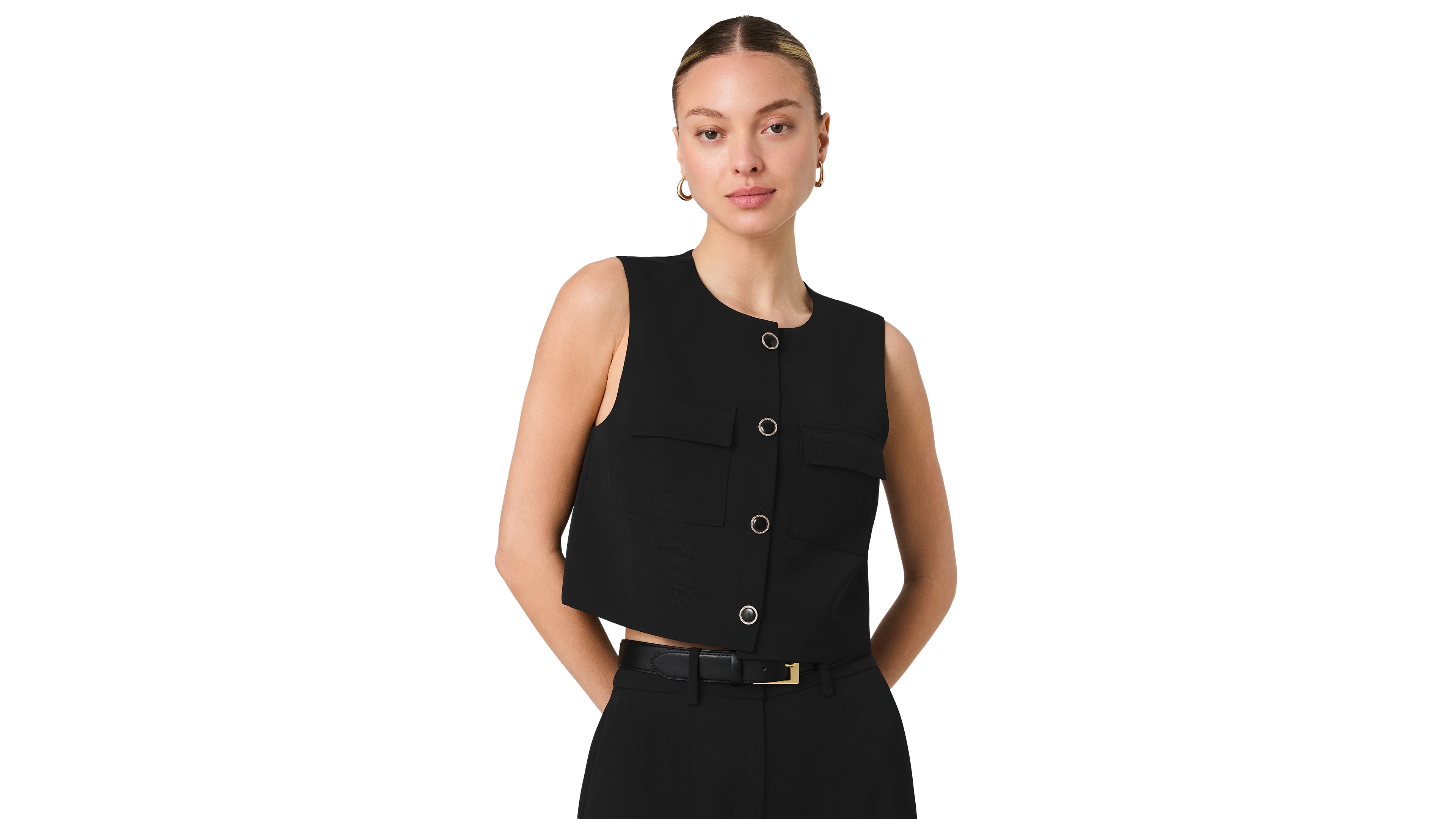 French Connection Women's Harry Suiting Sleeveless Button-Front Top