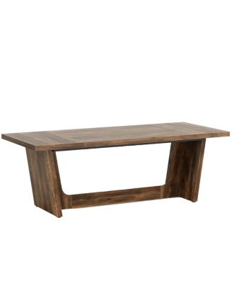 Large Rectangular Dining Table with Sturdy Pedestal Base for Kitchen and Dining Room