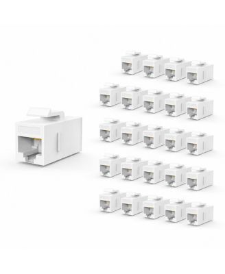 UL Listed Cat6 PoE Keystone Coupler, Compatible with Cat6/Cat5e/Cat5 Cables, 25-Pack