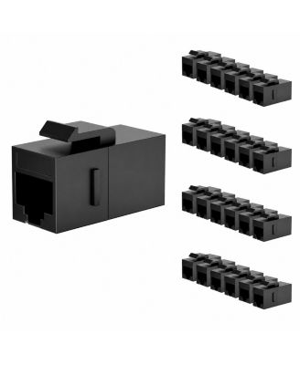 RJ45 10-Gigabit Ethernet Female-to-Female Keystone Coupler Jack, Compatible with Cat5e and Cat6 Ethernet Cables, 25-Pack