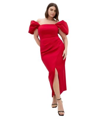 Plus Size Elyse Puff-Sleeve Off-Shoulder Maxi Dress