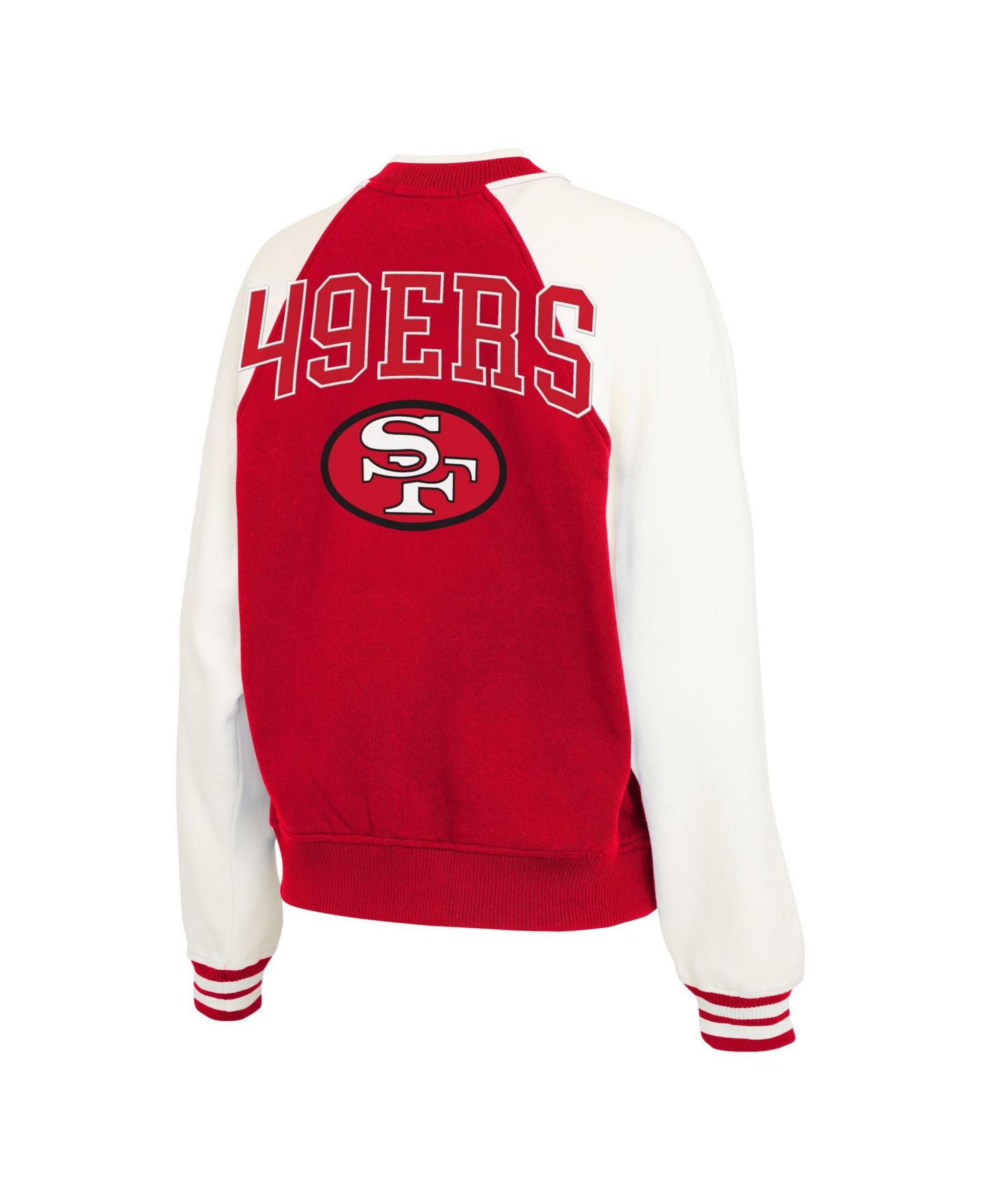 Женская куртка WEAR by Erin Andrews Scarlet/White San Francisco 49ers Throwback Plus Size Fleece Varsity Full-Zip — фото 2