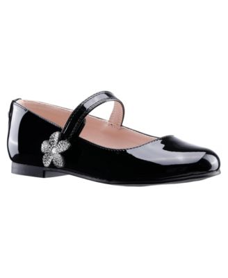 Big Girls' Meryl Round-Toe Flower Accent with Rhinestones Mary Jane Flats