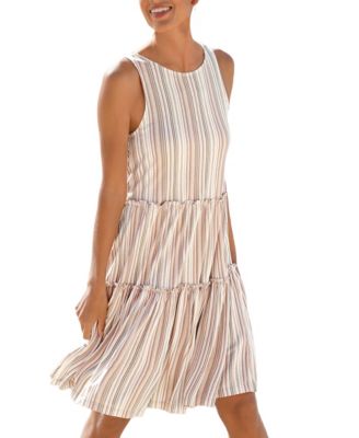 Women's Tiered Striped Sleeveless Dress