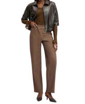 Women's Cross-Front Wide-Leg High-Rise Trouser Pants