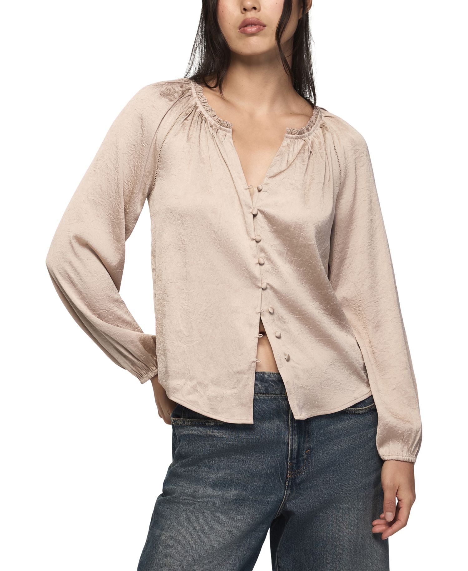 Women's Long-Sleeve Raglan Peasant Top