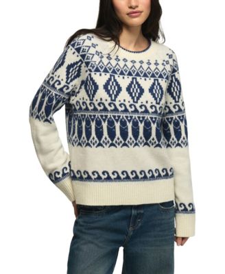 Women's Raglan Crewneck Fair Isle Long-Sleeve Sweater