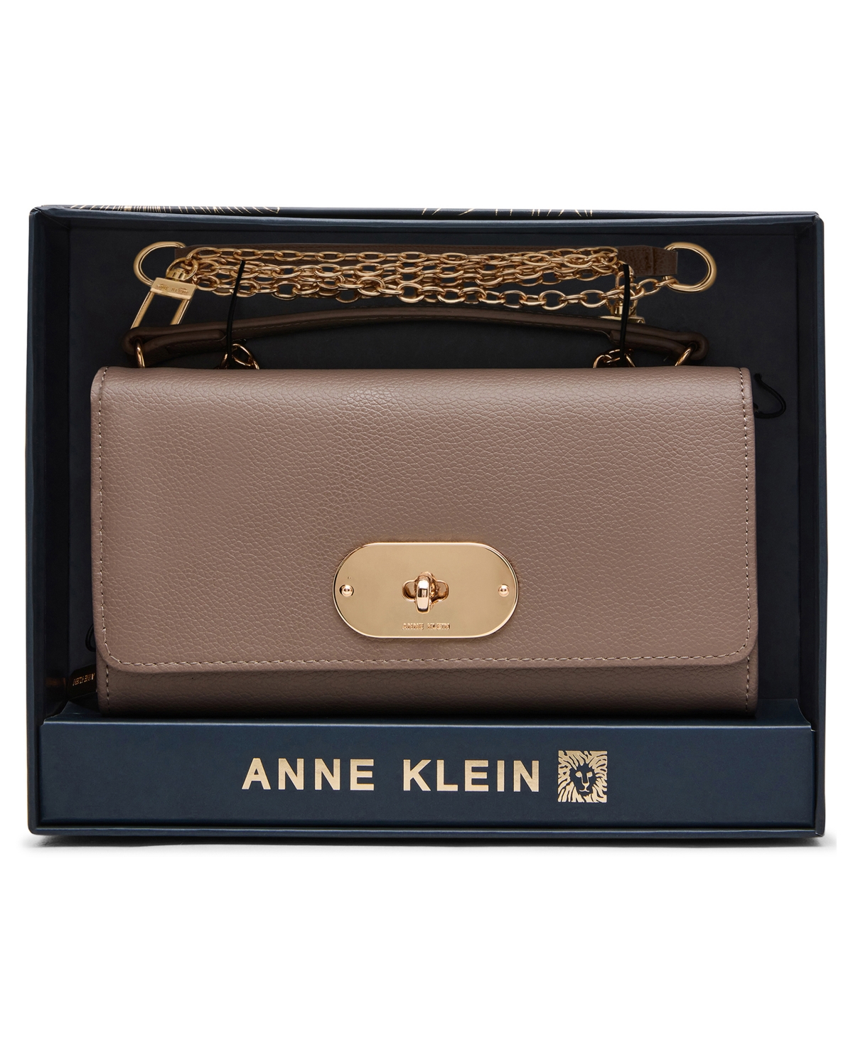 Anne Klein Oval Turn-Lock Chain Wallet