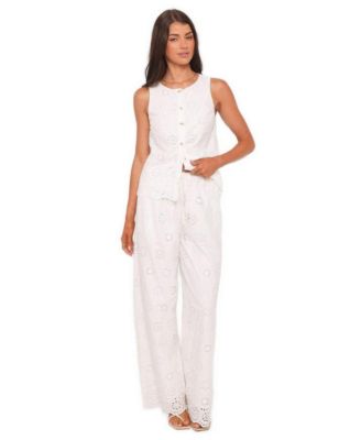 Women's Wren Pant White Broderie Wide Leg High Rise