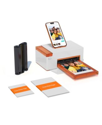 Amber M110 4x6 Inch Photo Printer with 10 Sheets 4x6 paper and 10 sheets 3x3 paper and  ink cartridges, w/o Battery