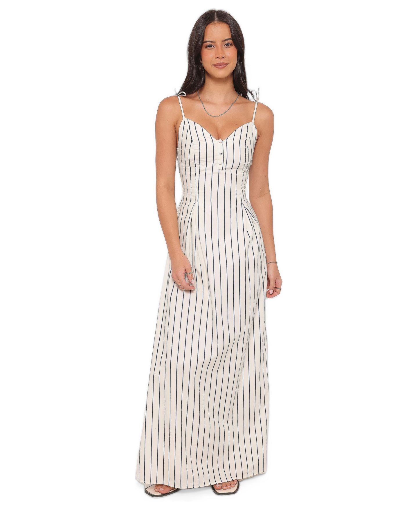 Женское платье Petal and Pup Jordin Sweetheart Neck Maxi, цвет: Слоновая кость / Синий полосатый — фото 1