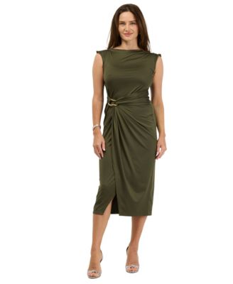 Women's Elevate Sheath Boat Neck Midi Dress