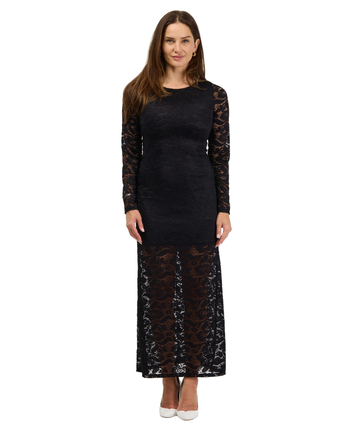 24seven Comfort Apparel Women's Elevate Wedding Guest Lace Maxi Dress - Black
