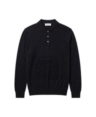 Men's Merino Wool Polo Long-Sleeve Sweater