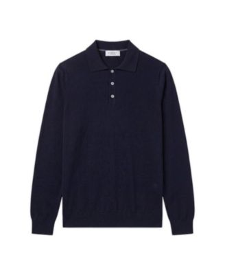 Men's Merino Wool Polo Long-Sleeve Sweater