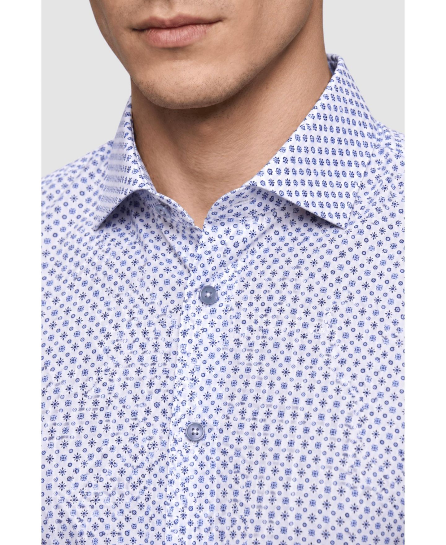 Мужская рубашка Garnet Regular-Fit Spread-Collar Print Long-Sleeve Button-Down, цвет: Lake — фото 5