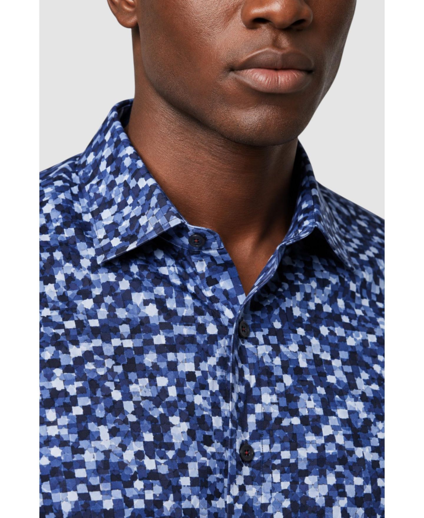 Мужская рубашка Garnet Spread Collar Floral-Print Long-Sleeve Button-Down, цвет: Королевский синий — фото 6