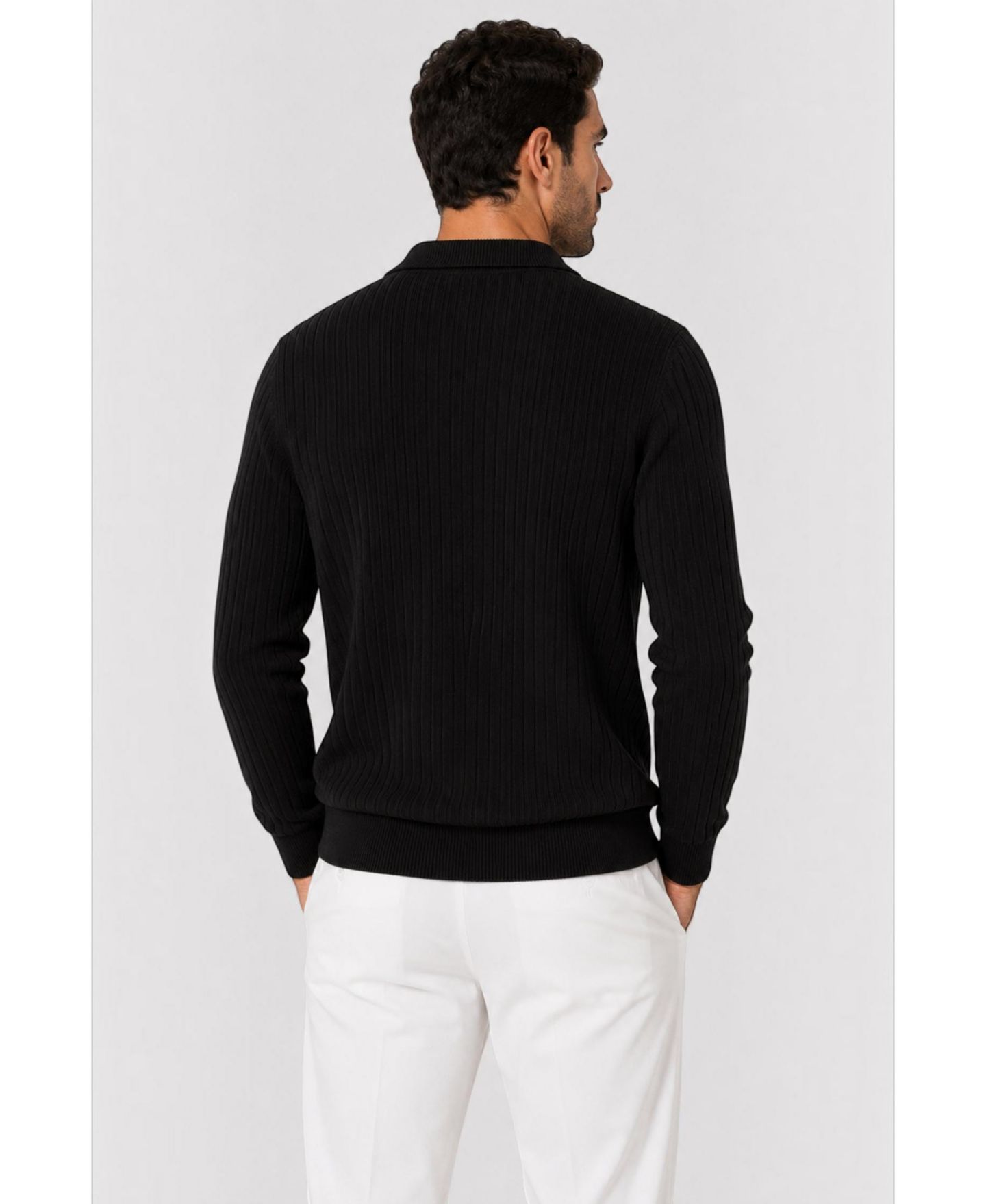 Мужской свитер Garnet Cortona Big & Tall из мериноса, воротник-стойка, полумолния, цвет: Чёрный — фото 5
