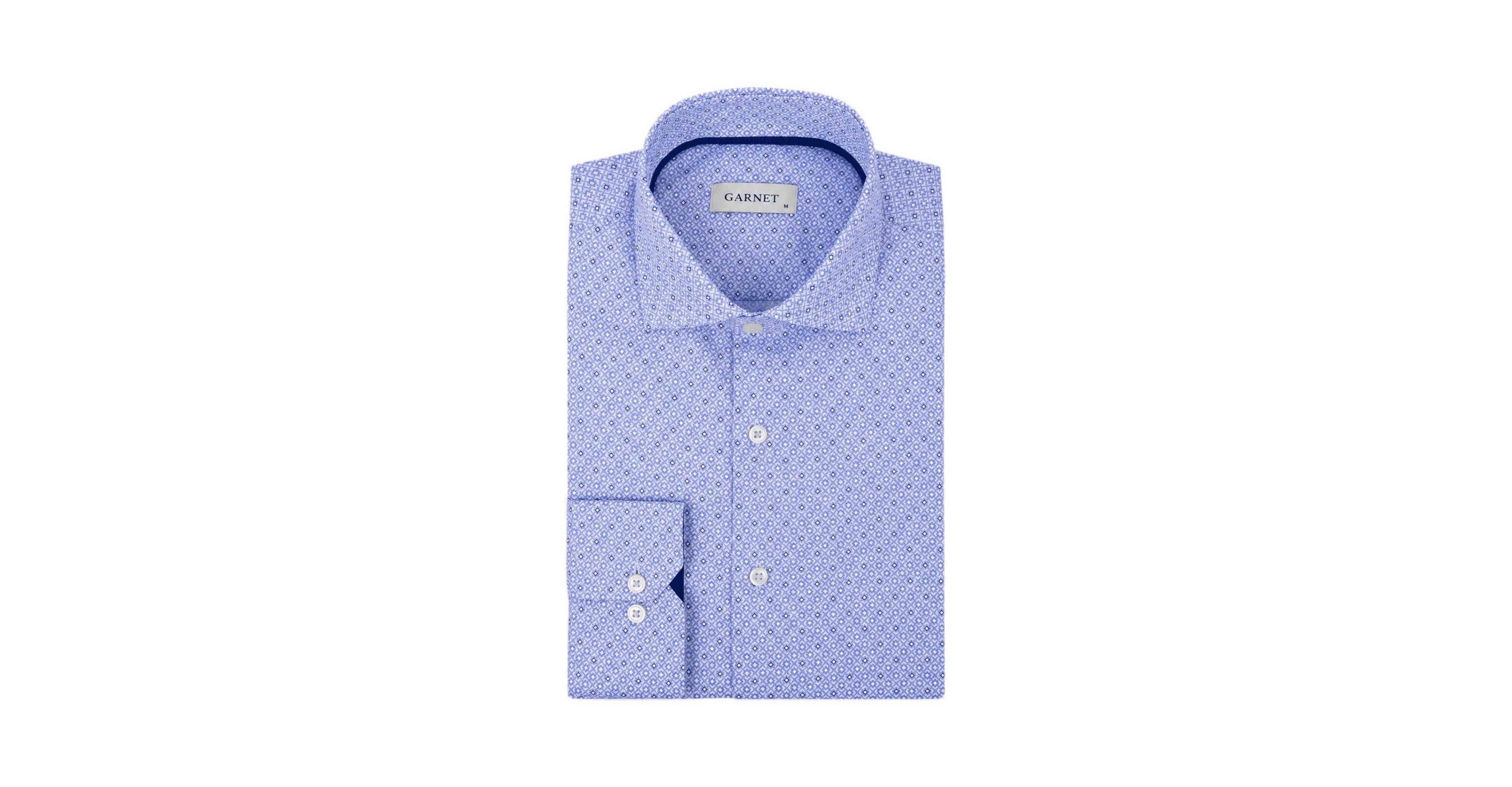 Garnet Men's Micro-Print Regular-Fit Spread Collar Dress Shirt