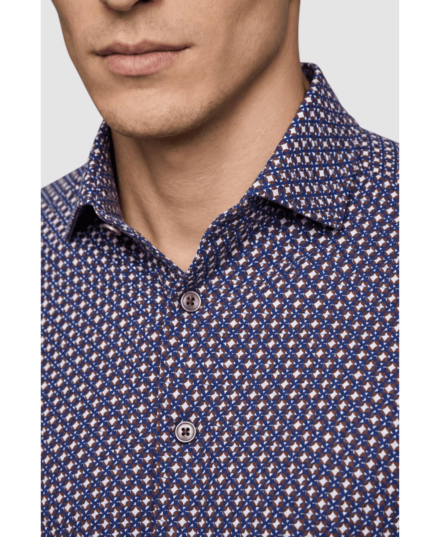 Мужская рубашка Garnet Regular-Fit Print Long-Sleeve Button-Down, цвет: Кофейный — фото 3
