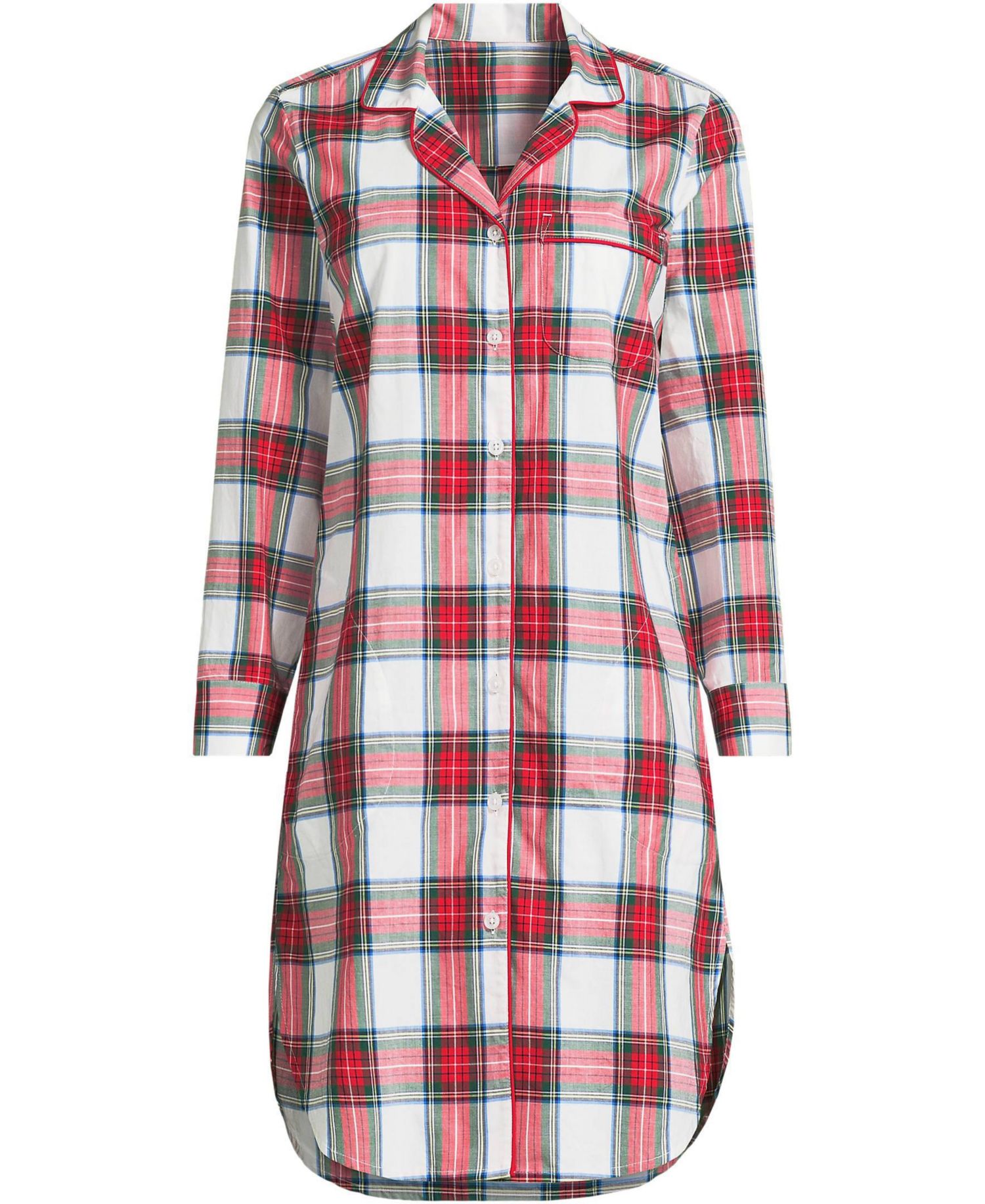 Plus Size Cotton Poplin Long Sleeve Sleepshirt Nightgown