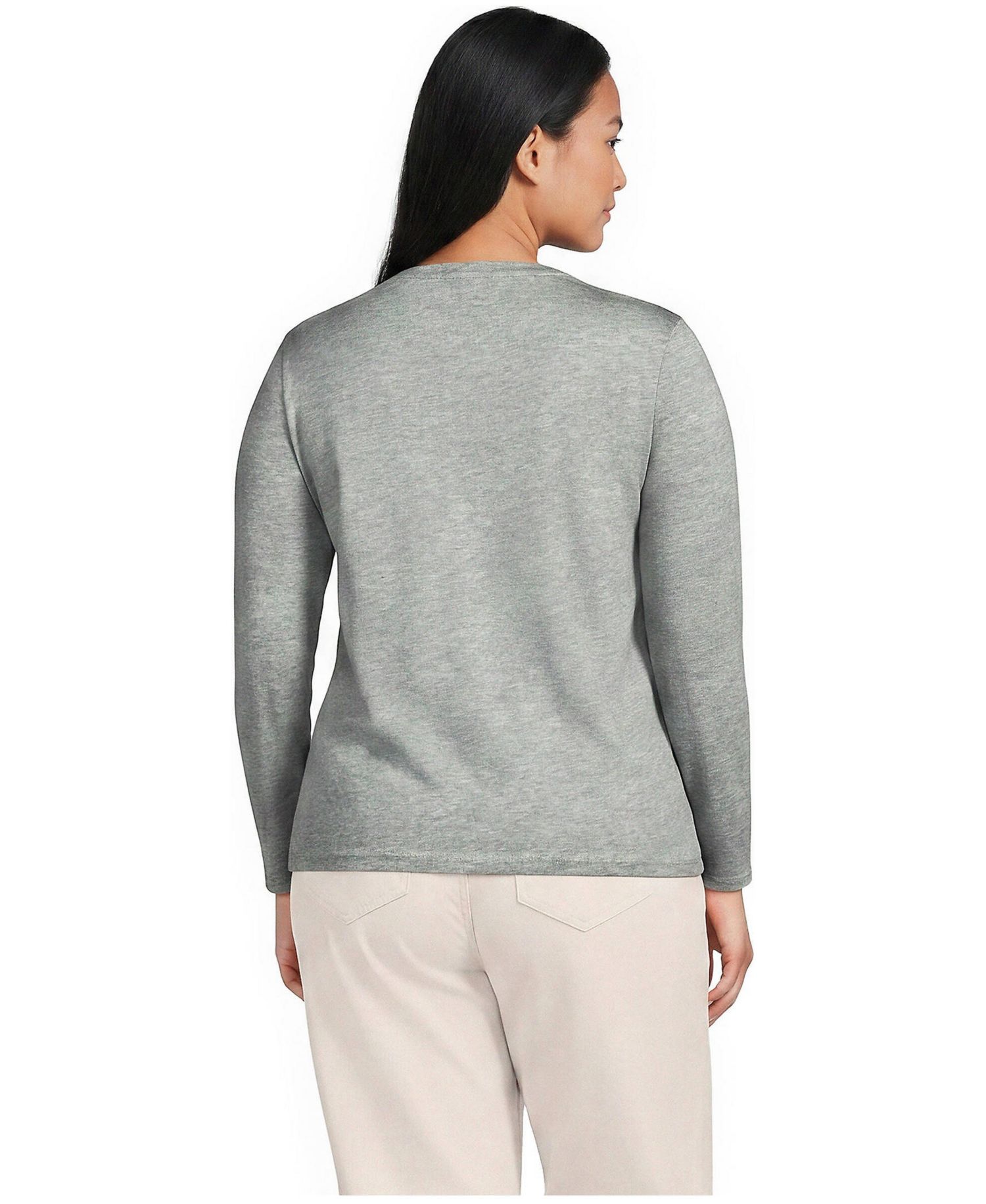 Plus Size Supima Cotton Long Sleeve Crewneck T-Shirt