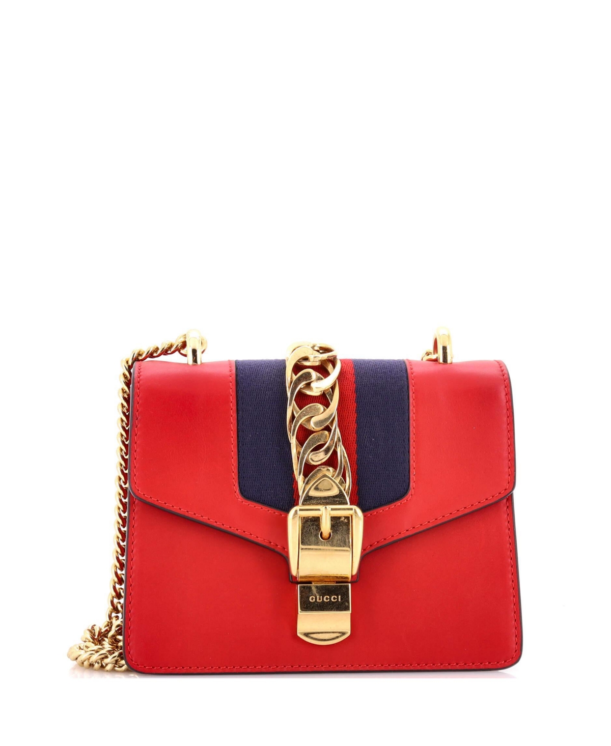 Pre-Owned Gucci Mini Sylvie Chain Shoulder Bag Leather - Red