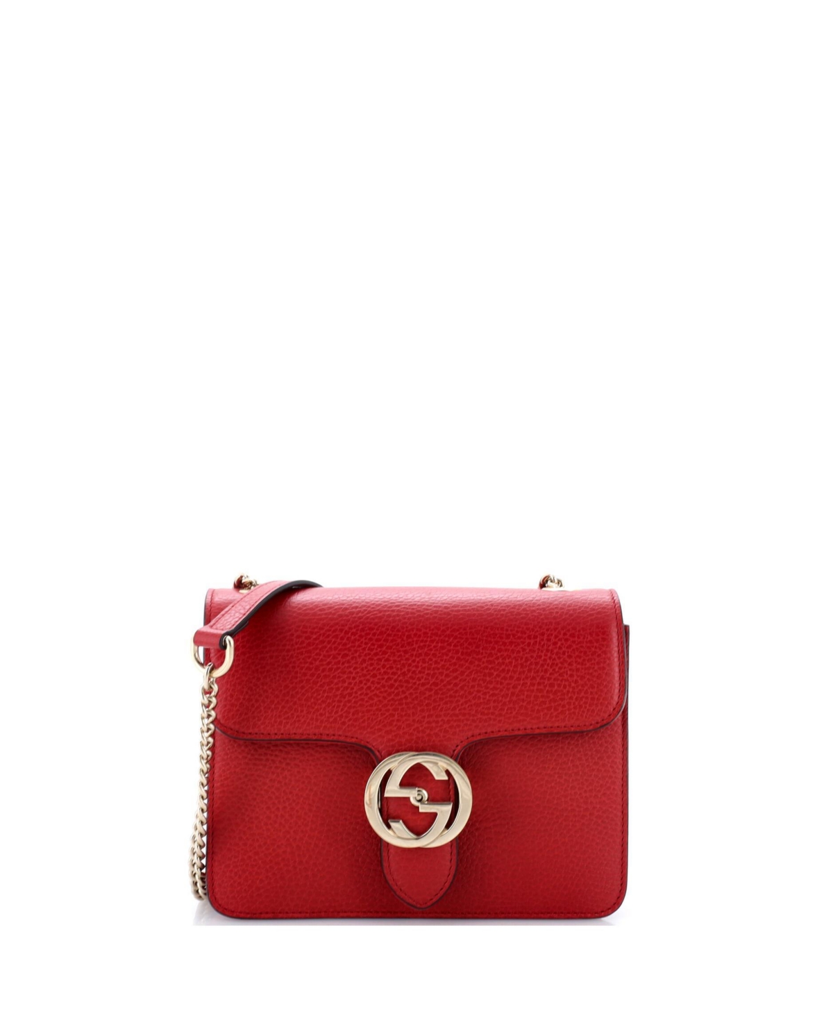 Pre-Owned Gucci Small Interlocking Shoulder Bag Leather - Red