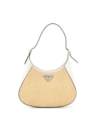 Medium Cleo Shoulder Bag Raffia with Leather