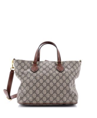 Small Convertible Soft Tote GG Coated Canvas with Leather