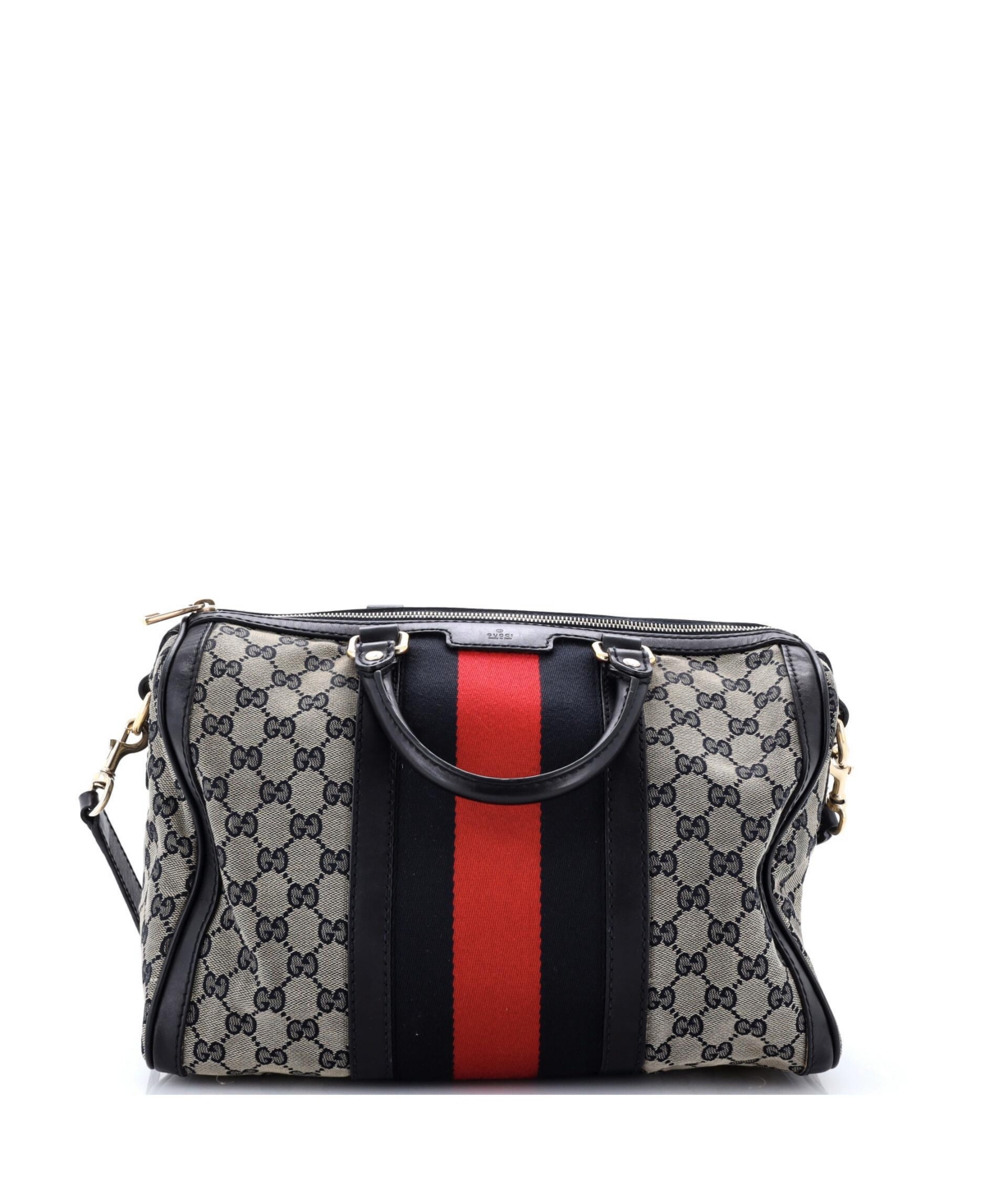 Pre-Owned Gucci Medium Vintage Web Boston Bag Gg Canvas
