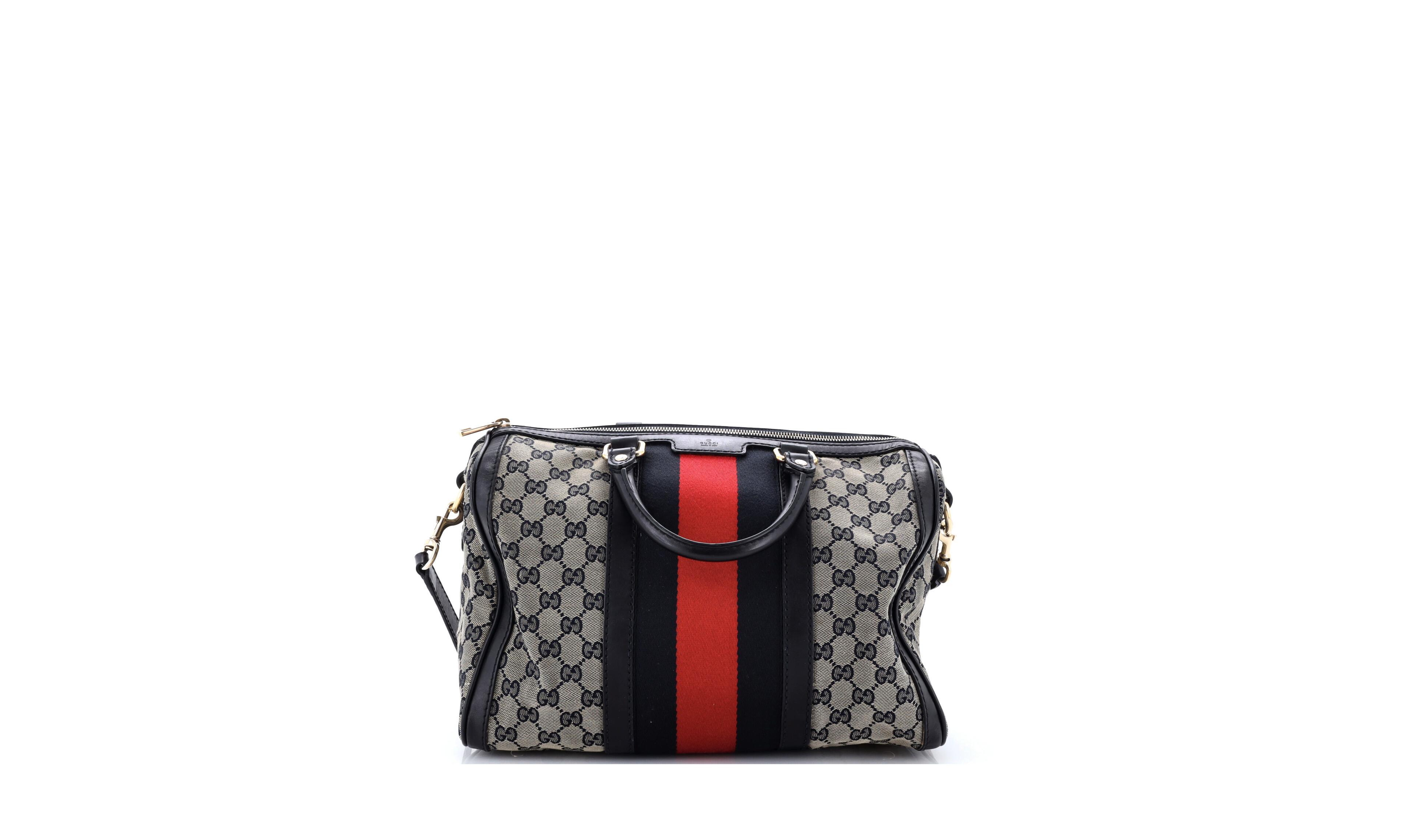 Pre-Owned Gucci Medium Vintage Web Boston Bag Gg Canvas