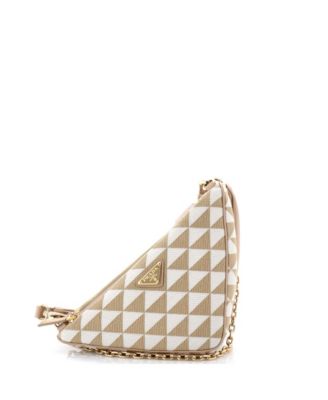 Mini Double Symbole Triangle Bag Leather and Jacquard