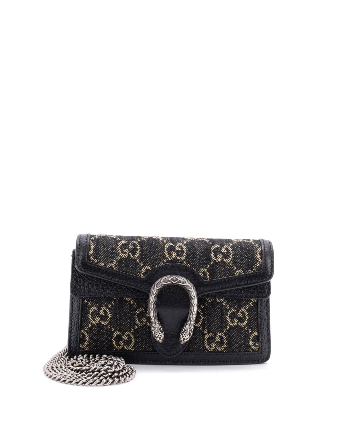 Pre-Owned Gucci Super Mini Dionysus Bag Gg Denim - Black