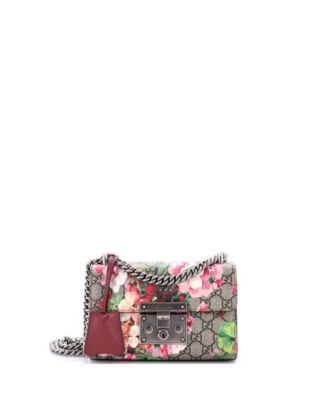Small Padlock Shoulder Bag Blooms Print GG Coated Canvas