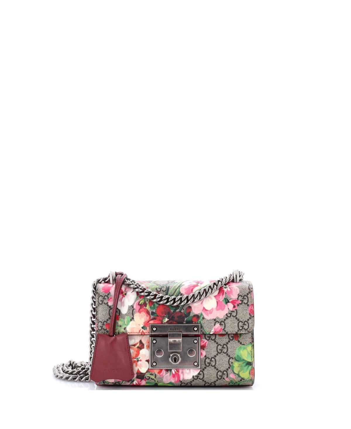Pre-Owned Gucci Small Padlock Shoulder Bag Blooms Print Gg Coated Canvas - Brown
