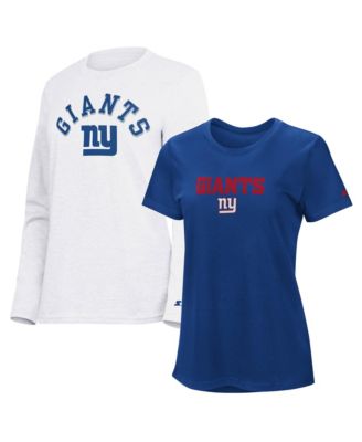 Women's Royal/Ash New York Giants Short Sleeve & Long Sleeve T-Shirt Combo Pack