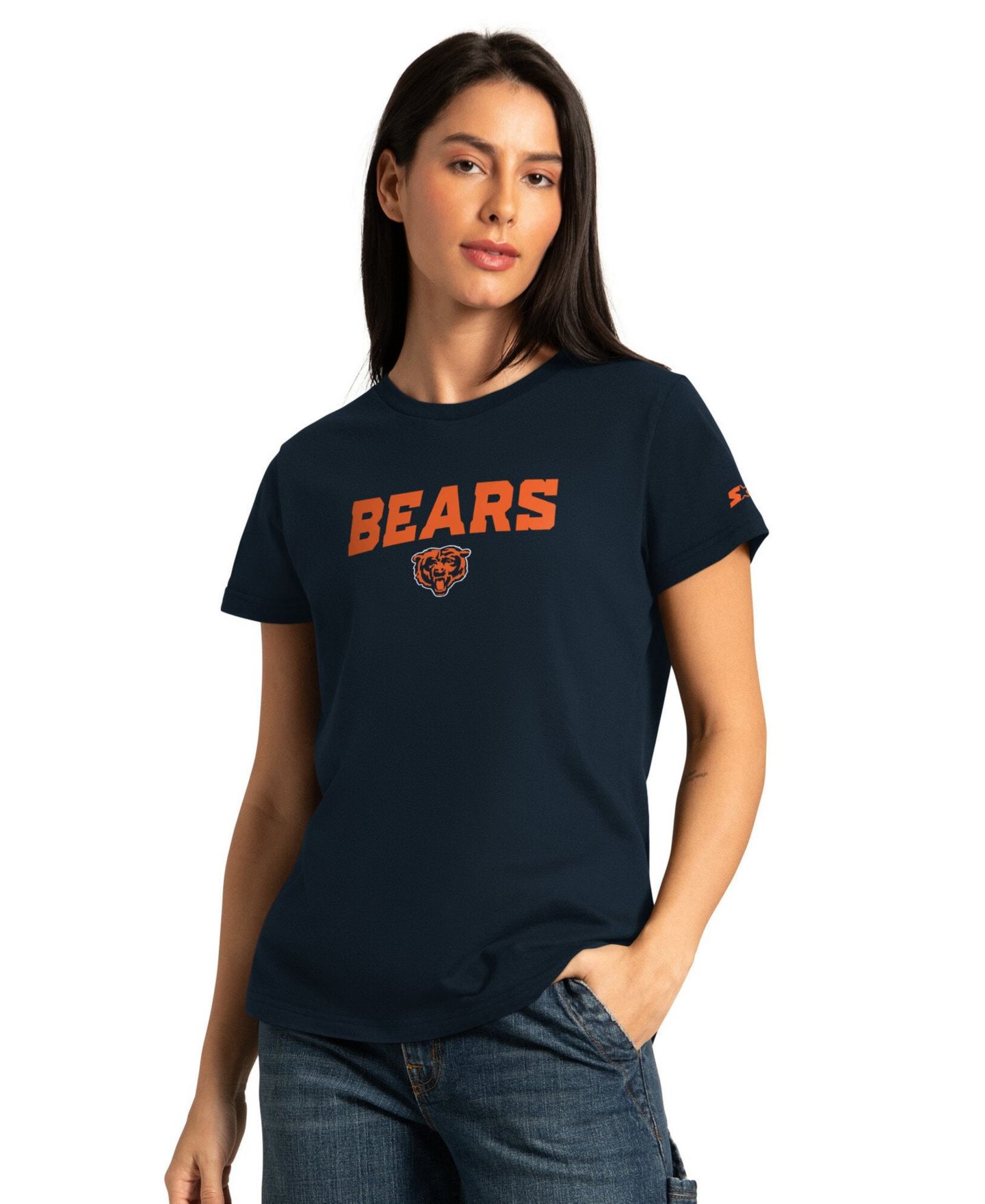Женские футболки Starter Navy/Ash Chicago Bears Short Sleeve & Long Sleeve T-Shirt Combo Pack — фото 2