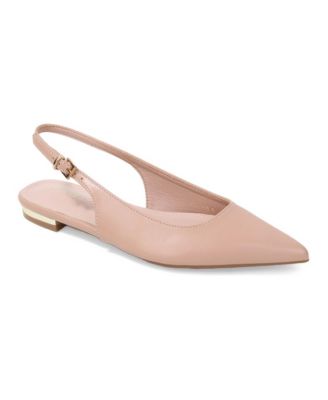 Fabia Gold-Tone Heel Pointed Toe Slingback Flats
