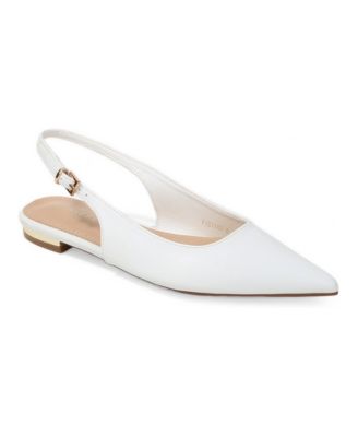 Fabia Gold-Tone Heel Pointed Toe Slingback Flats