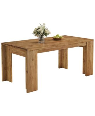 Solid Wood Farmhouse Kitchen Table for Family Dining Room