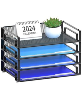 4 Pack Stackable Mesh Letter Paper Tray Desk File Organizer Sorter