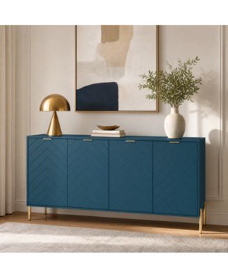 63 Inch MDF Grooved Gold Metal Legs Book Storage Cabinet