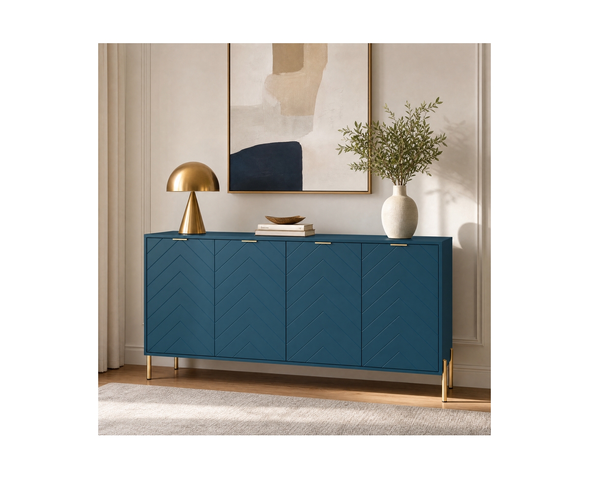 sumyeg 63 Inch Mdf Grooved Gold Metal Legs Book Storage Cabinet