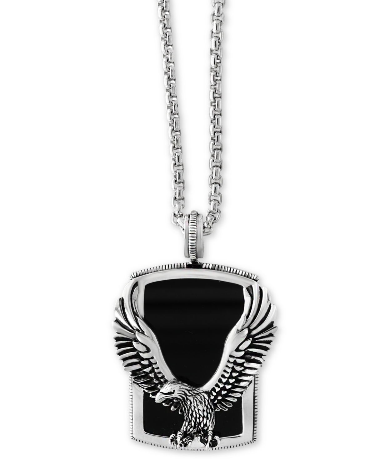 Effy Men's Onyx (31 x 20mm) Eagle Pendant Necklace in Sterling Silver - Silver