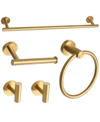 5 Piece Bathroom Hardware Set Brushed Gold Stainless Steel